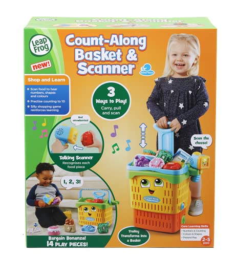 Leapfrog Count-Along Basket & Scanner, Roleplay Toy for Children, Interactive Learning Toy for Pretend Play, Play Set with Food, Shapes and Colours, Imaginative Play for Kids Aged 2 Years +