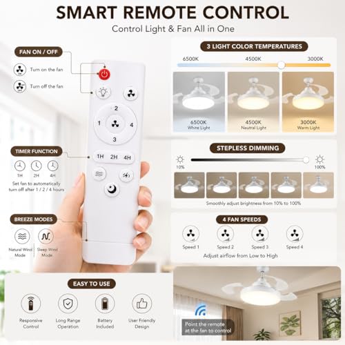 Image of LED Ceiling Light from Acrylic Flush Mount Lamp for Living Room, Bedroom, Kitchen & Office. Modes : Warm, Cool & Natural White (Swiss Light with Fan)