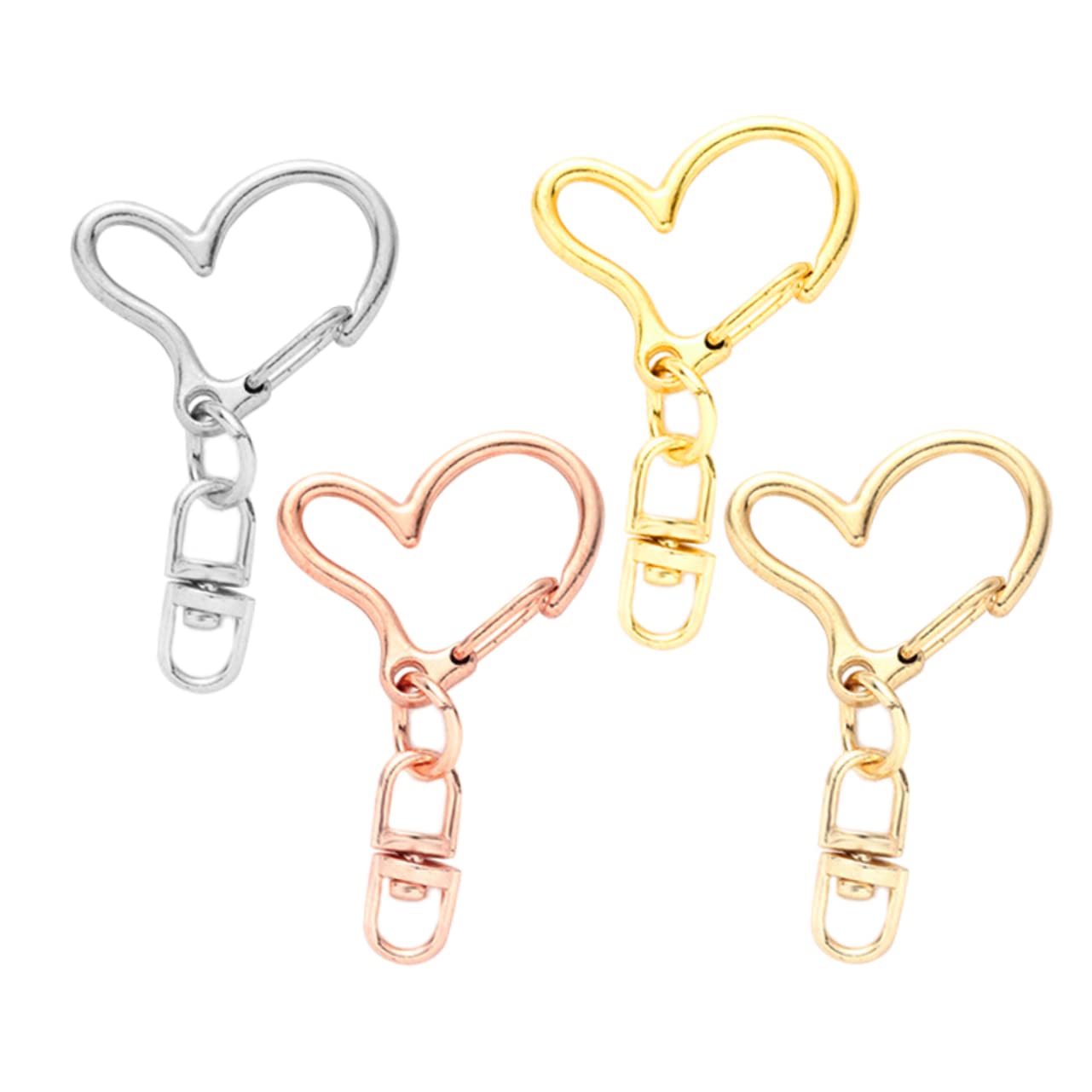 EXCEART 120pezzi Moschettone Forma Di Cuore Chiusure Per Portachiavi Fai Te Accessori Decorativi Per Creazioni Handmade e Gioielli