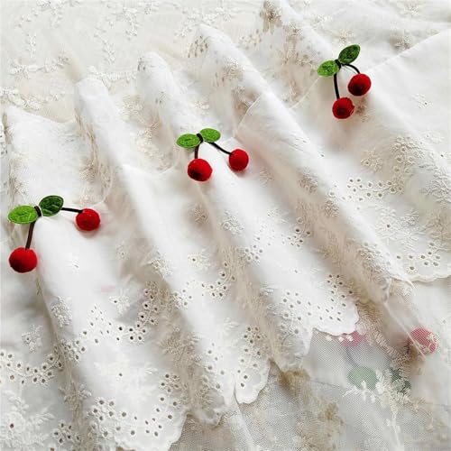 Cortinas de cocina con exquisito encaje de cereza y doble capa de gasa premium 8