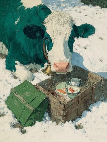 ペイントバイナンバー 牛 ナンバーペイント 雪 塗り絵 手塗り デジタル DIY大人用 初心者向け 簡単 数字キットによる インテリア アクリル 水彩絵の具 数字による ハンドメイドクラフトアート クリエイティブウォールアート 用 家の装飾, ギフト 額縁