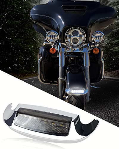 Nthreeauto Front Led Fender Light Smoked Fender Tip Running Light Compatible With Harley Electra Glide Ultra Limited - White #TOP2