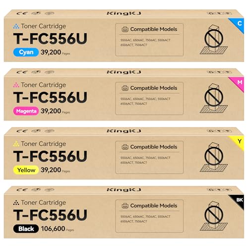 Image of T-FC556U Toner Cartridge Set 4-Pack Replacement for Toshiba T-FC556U-K T-FC556U-C T-FC556U-M T-FC556U-Y Toner Compatible for Toshiba E-Studio 5506AC 6506AC 7506AC 5506ACT 6506ACT 7506ACT Printer Black
