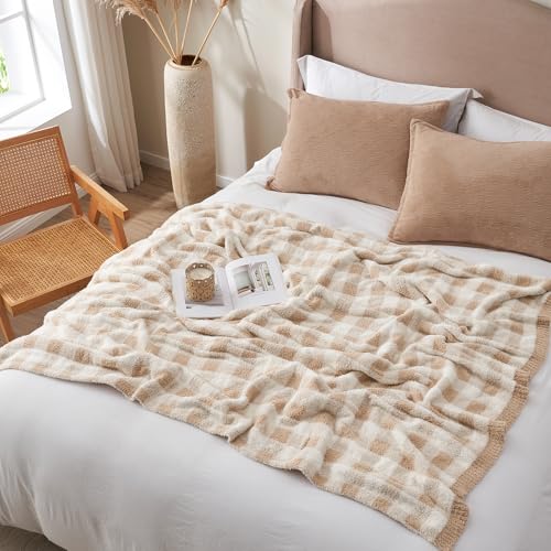 Snuggle Sac Manta Térmica Tejida Cuadros Beige 50x60 Pulgadas miniatura 6
