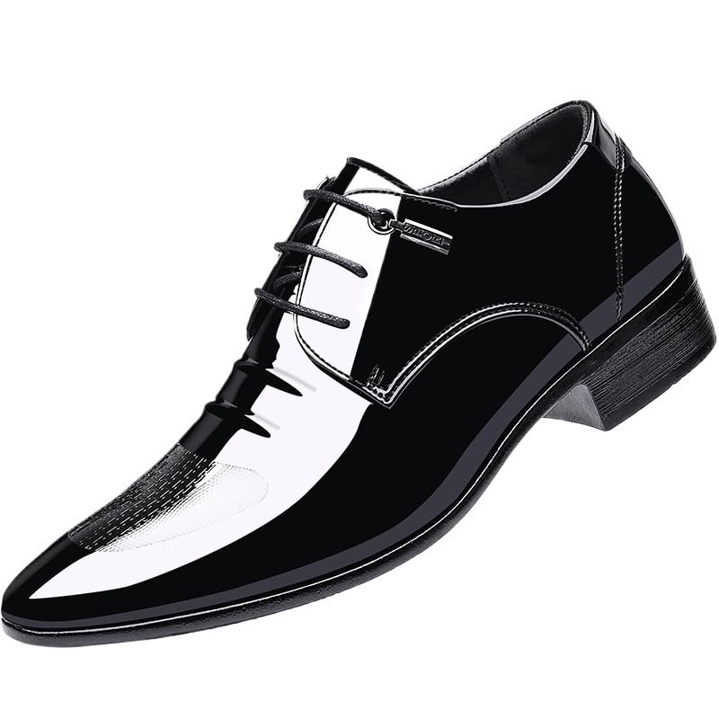 Men's Casual Dress Shoes Classic Lace-up Formal Oxford Tuxedo Dress Shoes Men Wedding Pointed Toe Shoe Anti-Slip Low Top Non Slip Prom
