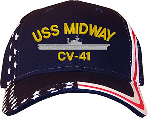 Gorra de béisbol USS Midway bordada estrellas y rayas miniatura 1