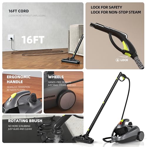 Image of Heavy-Duty Steam Cleaner for Home, 1500W High Pressure with 22 Accessories