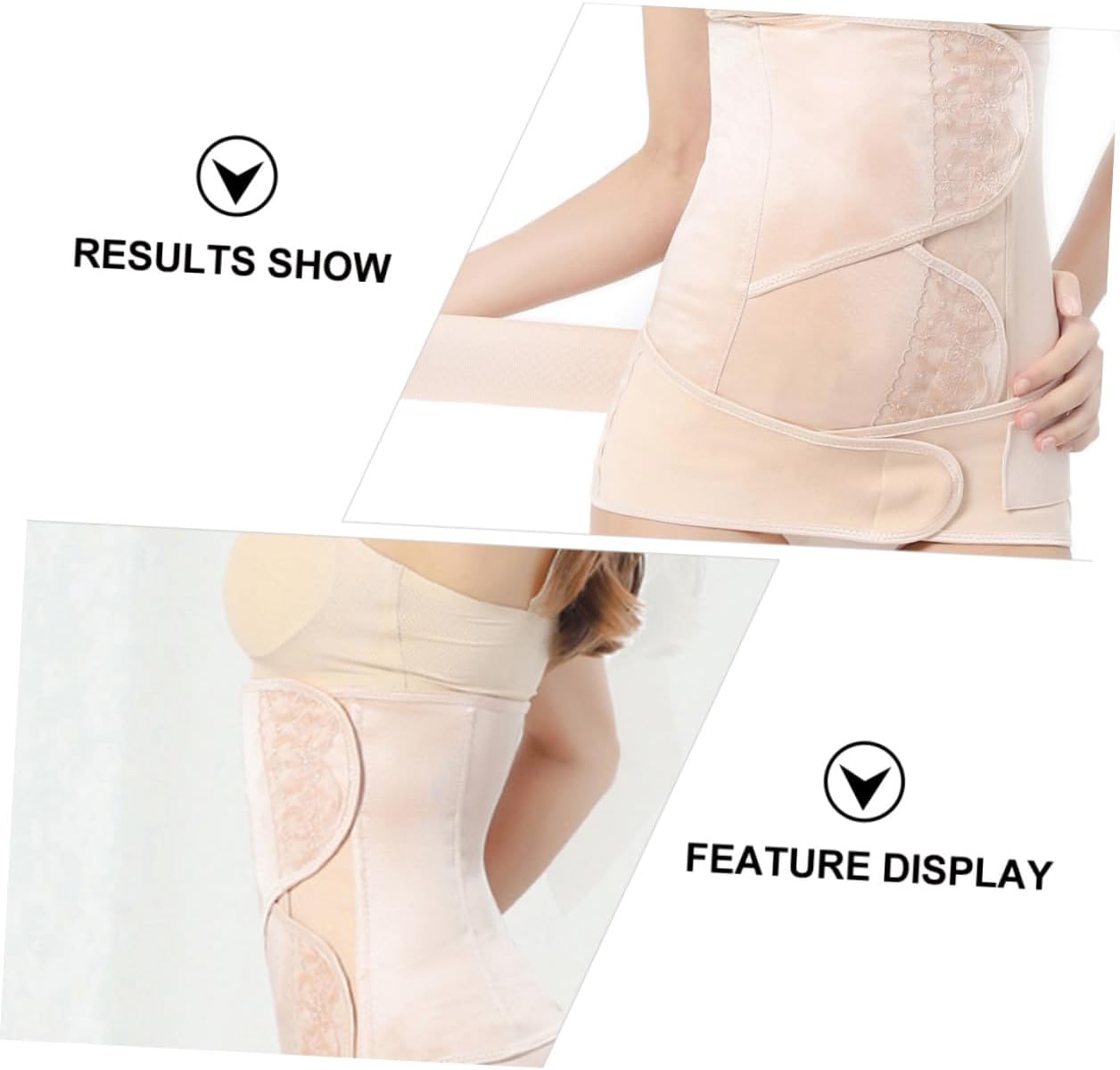 Abaodam Postnatal Waist Trainer and Pelvic Belt Set, Elastic Lace Belly Corset Shaping Belt for Women, M Size, Postpartum Support Wrap for Natural and Cesarean Beige