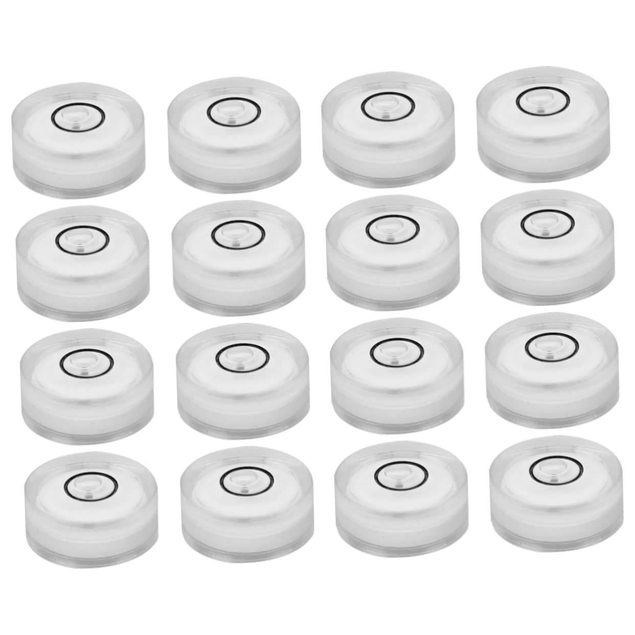 IWOWHERO 16Pcs Horizontal Bubble Level Diameter Height Precision Spirit Level for Accurate Surface Leveling Various Applications White