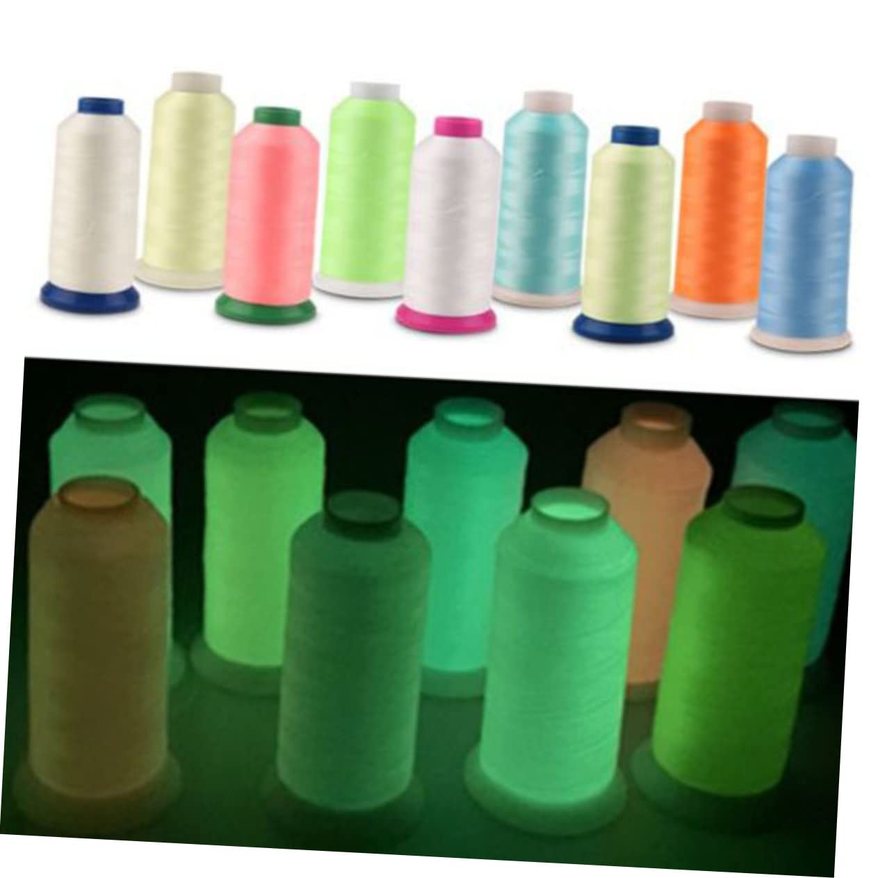 SHINEOFI 3piezas Hilo De Bordar Luminoso De Yardas Azul Para Coser y Manualidades Brilla La Oscuridad Hasta Horas y Versátil Para Ropa Accesorios