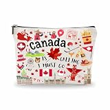 Nuckxy Canada Souvenirs Cosmetic Bags For Women，Canada Is Calling I Must Go, Makeup Organizer Bag, Toiletry Pouch, Small Travel Storage Bag, Canada Themed Gifts, Women Essentials - D06