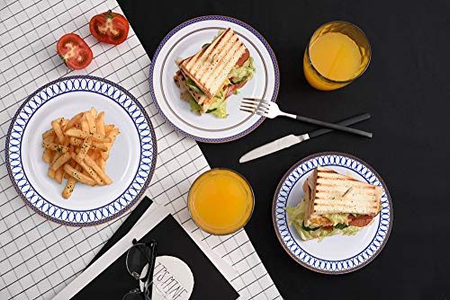 Fancy Blue Plastic Plates For Party, 20 Dinner Plates 10.25”, Heavy Duty Disposable Plate Set, Fine Dining Plastic Dishes For Elegant China Look, Plastic Dinnerware For Dinners & Events - Renaissance #TOP1