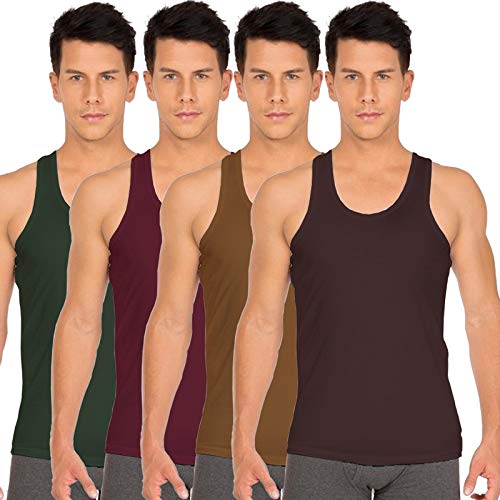 white rose Men's Cotton Vest Combo Pack (Pack of 4) Green, Maroon, Gold, Brown-picture-10