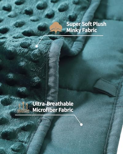 Image of Mr. Sandman Weighted Blanket for Adults Queen Size 20 lbs, Soft Cooling Heavy Minky Blanket for Sleep, Washable Throw Blanket with Glass Beads, 60 x 80 Inches, Dark Green