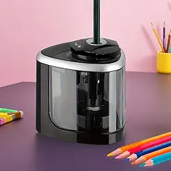 Apontador de lápis elétrico, apontador rápido, adequado para escola, escritório, casa (preto - sem baterias)