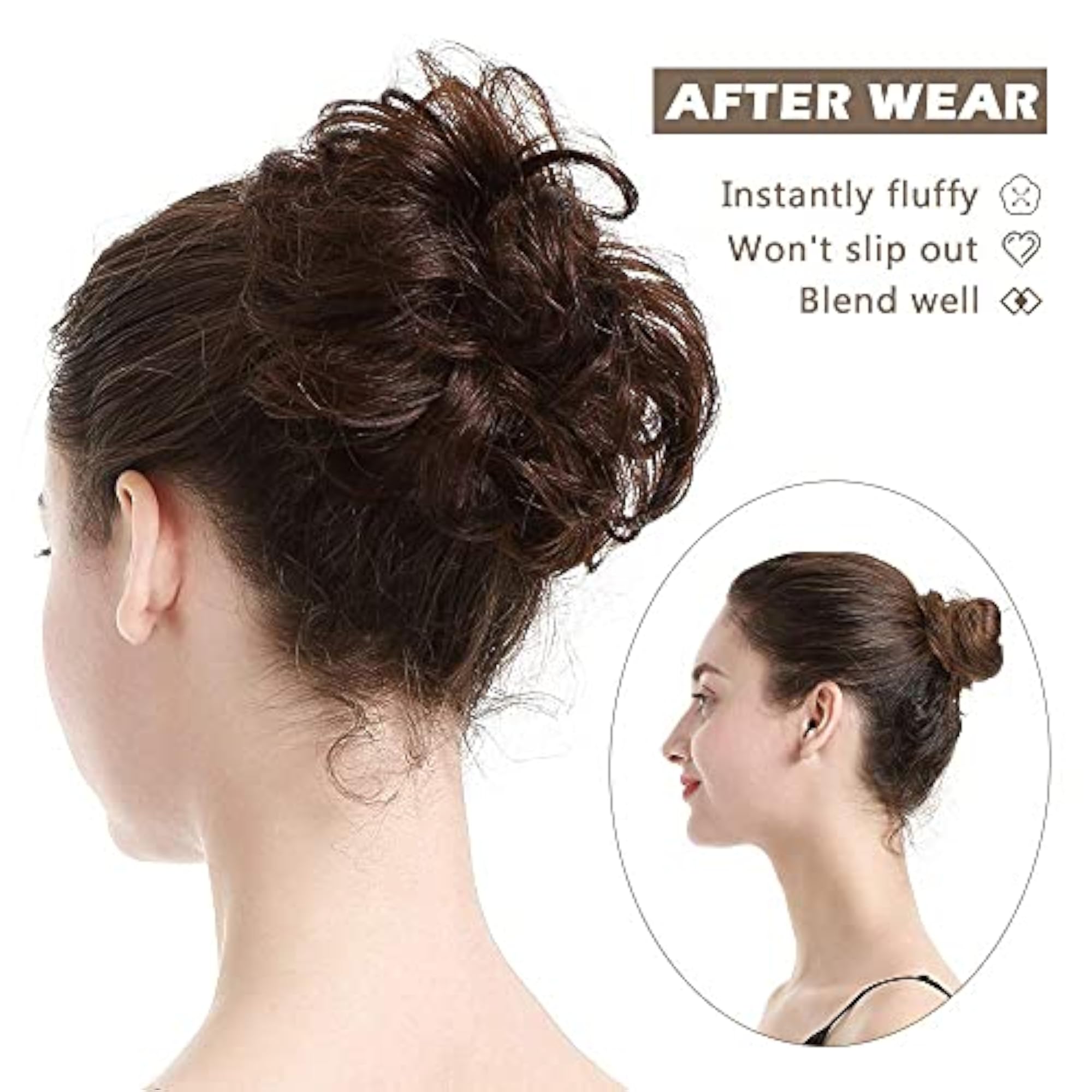 Messy Bun Hair Piece with Elastic Rubber Band for Women
