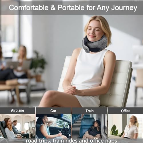 Travel Neck Pillow for Airplane, Memory Foam Neck Pillow - image 4