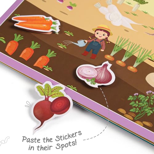 Image of Intelliskills Premium Pick N' Stick Food Montessori Activity Busy Book with Reusable Stickers|Early Learning Activity Book for 2+Years Old|Sticker Book For Kids|Best Birthday Gift for Children|English