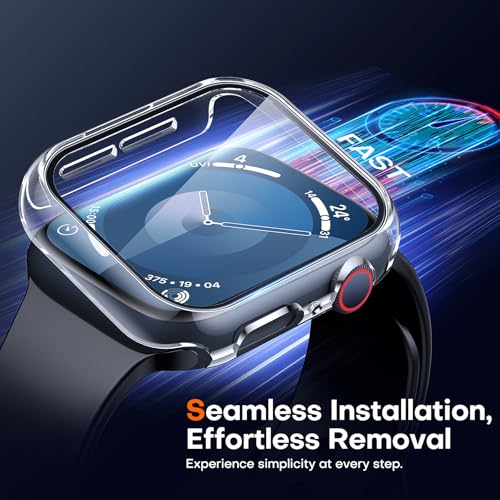 Image of TAURI 2 Pack Hard Case Designed for Apple Watch Series 10 46mm, [360 Shockproof] with 9H Tempered Glass Screen Protector, [Scratch-Resistant] Cover - Clear