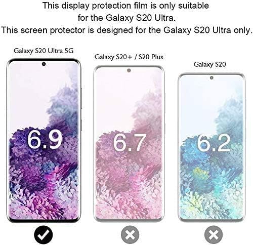 [2Pack] Galaxy S20 Ultra Screen Protector Include 2 Pack Tempered Glass Screen Protector + 2 Pack Tempered Glass Camera Lens Protector[9H Hardness][Anti-Fingerprint] for Galaxy S20 Ultra
