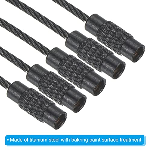 PATIKIL 6 Inch Length Wire Keychain Cable, 15 Pack Titanium Steel Key Ring Loop for Outdoor Hiking Sport Black - Image 4