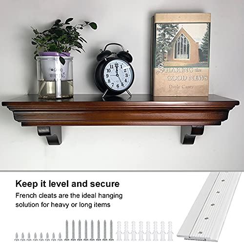 Image of 18 inch French Cleat Picture Hanger, Aluminum Mirror Hanging Kit with Hardware, Ideal for Artwork, Whiteboard, Cabinet, Holds 110 lbs. per Pair, 2 Pairs