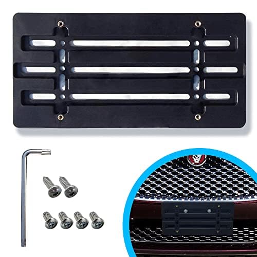 Front Bumper License Plate Bracket for Jaguar 2000-2023, Plate Holder Set w 6 Unique Screw Bolts & Wrench Kit, License Tag Mounting Kit, Quality Plate Holders, Premium Car Accessories