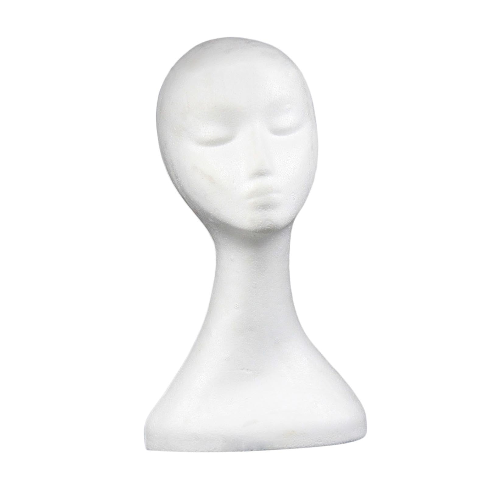 Zambuph Elegant Female Foam Mannequin Head Multipurpose Display Stand Lightweight Sturdy For Wigs Hats Headset Foam Mannequin Display Multipurpose Lightweight , White , Style A