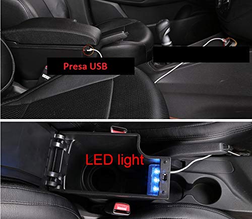 Bracciolo Auto Compatibile con Nissan JUKE Dal 2010 al 2019 Console Centrale USB In Pelle Nero Poggiabraccio Vano Portaoggetti