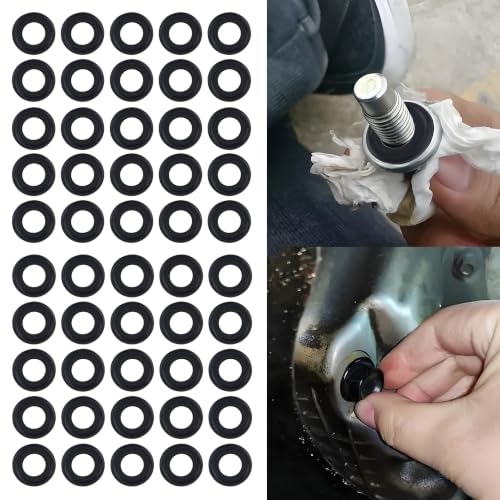 Image of 50PCS Oil Drain Plug Gasket Replace OEM#F5TZ-6734-BA,Sealability Oil Drain Plug Washer Reduced Oil Leakage,Securely Oil Plug Gasket Car Accessories for Most Cars (M14 /50PCS)