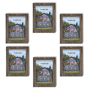 Picture Frames 5×7 6 Pack Brown Rustic Distressed Farmhouse Wooden Frame Photo Frame with Acrylic Front Ready to Hang or Stand