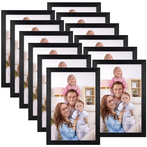Giftgarden 12x8 Photo Frame Black 8x12 Picture Frame for Wall or Tabletop, Set of 12