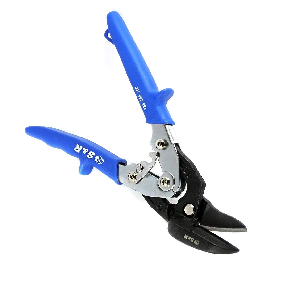 S&RTin Snips, Professional Quality High Performance Shears Ideal Series, Strong and Agile, Right Cut, 260 mm, Pass-Through Shears for Sheet Metal with Double Lever