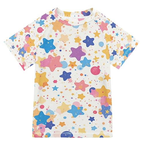 Cartoon Confetti Colorful Dots Stars Kids Bathing Suit UV Protection Football Sports Shirt Swimwear Beach Tops 3T