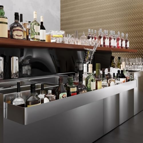Image of AmGood 72 in. Abreast Double-Tier Stainless Steel Speed Rail Rack - Liquor Bottle Organizer for Bars, Restaurants, Nightclubs, and Home Bars