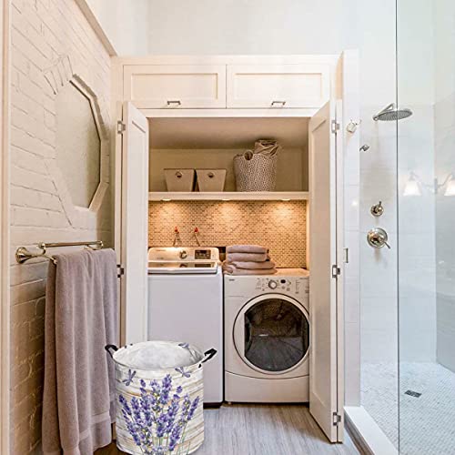 Laundry Basket Purple Lavender Dragonfly Hampers For Laundry Room/Dorm/Nursery Collapsible Clothes Hamper With Handle Waterproof Storage Baskets For Bedroom/Bathroom 16.5X17In #TOP2