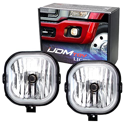 iJDMTOY (2) OEM Clear Lens Fog Light Assemblies w/ H10 Halogen Bulbs Included Compatible With Ford 1999-2016 F-250 F-350 F-450 & 2001-2004 Ford Excursion (No Bezels, Good As Repair Replacement ONLY)