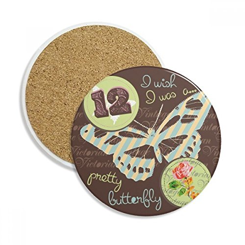 Caboteur en céramique rose et papillon avec support dessous de verre absorbant multicolore - 2