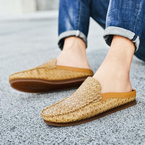 Men's Backless Loafers Casual Leather Mules Shoes Slippers Slippers Driving Shoes4