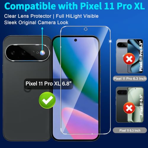 Image of 3 Pack for Google Pixel 11 XL Screen Protector Tempered Glass + 3 Pack Camera Lens Protector, Military Grade Shatterproof, 9H Hardness, Fingerprint Unlock,Case Friendly 6.8 Inch