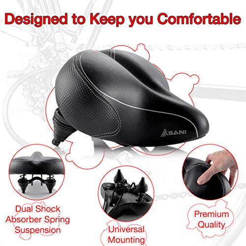 Oversized Comfort Bike Seat | Most Comfortable Replacement Bicycle Saddle for Cycling | Universal Fit for Outdoor Exercise Bikes & Indoor Spin Bikes