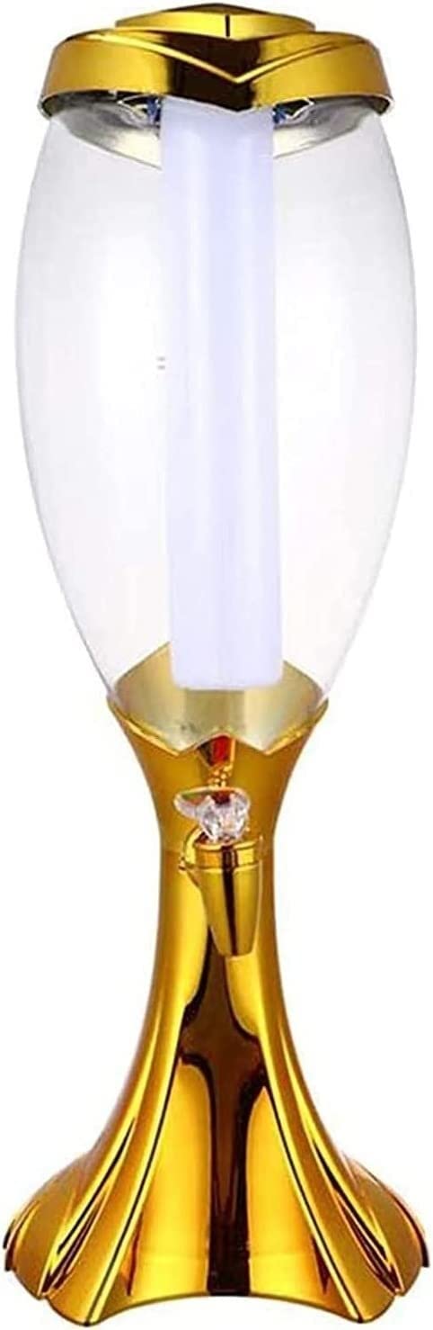 Cubo de Cerveza Dispensador de Cerveza de 3L, dispensador de Vino de Jugo de Bebida Transparente, Adecuado for Bares, Fiestas, restaurantes (Color : Gold)