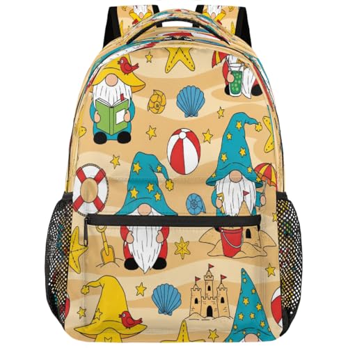 Mochila para laptop de 15.6 pulgadas con diseño de gnomo de playa para estudiantes