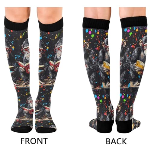 Chimpanzee Star Book Two Pairs Fun Socks Warm Soft Daily Outfit Wear Resisting Easy To Stretch One Size Socks2