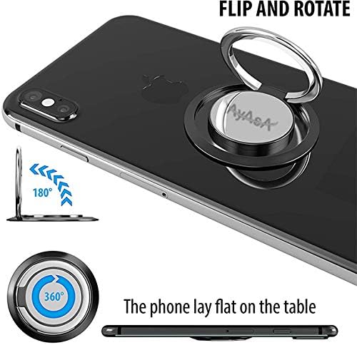 Ayasa Phone Ring Holder – 3mm Ultra Thin Sleek Design with Metal Plate for Magnetic Mount | Compatible with Cell Phone Car Mount, Tablet and Any Smartphones - 180 Foldable, 360 Rotation (RED)
