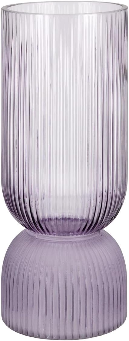 GILDE Decorative Glass Vase - Summer Decoration and Flower Vase for Balcony and Patio - Colour: Lilac Purple - Height 26 cm
