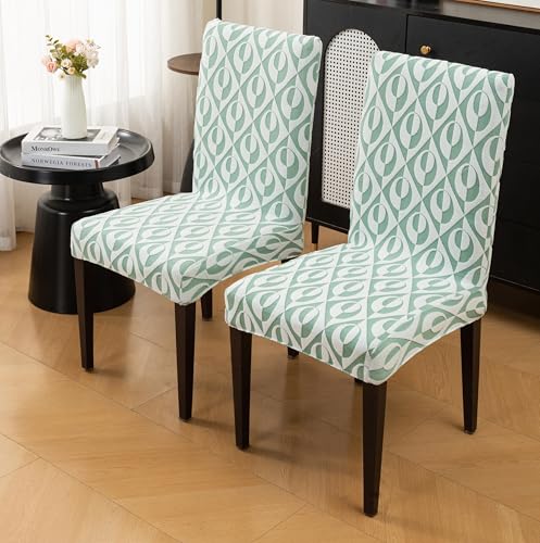 Image of HOMETHREADS Stretchable Elastic Jacquard Chair Seat Cover - Removable & Washable, Durable Seat Protector for Dining Room, Kitchen, Restaurant & Party Chairs (Green, Pack of 1)