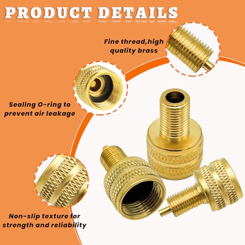 Image of 10 PCS Large Bore Tire Valve Adapter, Brass Valve Stem Adapter, External Tire Bore Valve Reducer Adapter Connector for Trucks Giant Crane, Universal Exterior Car Accessories