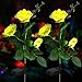 Produktbild Rose Blume Solarleuchte Outdoor Spazierweg Garten Dekoration Leuchte Solar Blumen Garten Pfahllichter Pefekt Für Terrasse Hof Weihnachten Pfad Dekro (Gelbe Rose, 2 PCS)