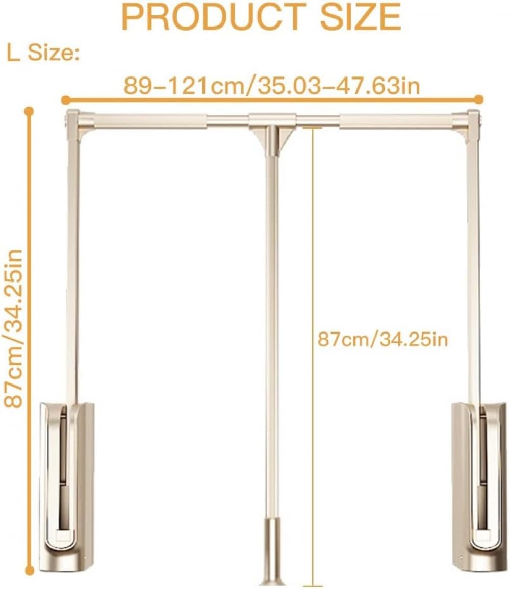 Barre Penderie Escamotable À Charge 30 Kg, Porte-Manteau Réglable, Tringle À Vêtements Pour Garde-Robe, Largeur Ajustable 89-121 Cm Avec Mécanisme De Tirage Et Retour-B||L